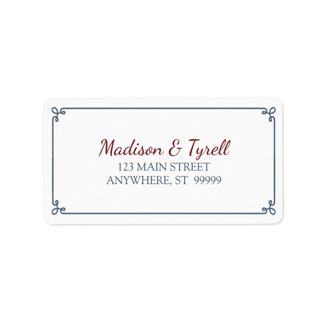 Dusty Blue & Dark Red Address Label (Front)