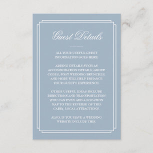 Dusty Blue Deco Wedding Guest Details Enclosure Card