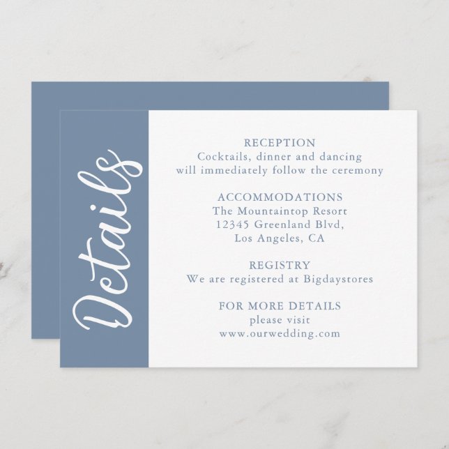 Dusty Blue Decorative Calligraphy Enclosure Card (Front/Back)