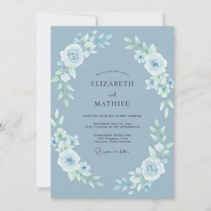 Dusty Blue Delicate Winter Wedding Invitation