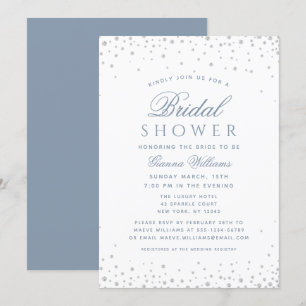 Dusty Blue Diamonds Modern Luxury Bridal Shower Invitation