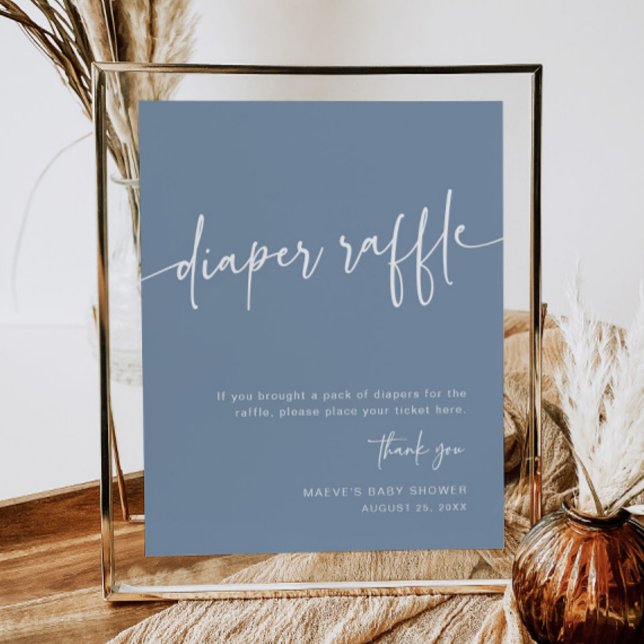 Dusty Blue Diaper Raffle Sign Boy Modern Minimal (Creator Uploaded)