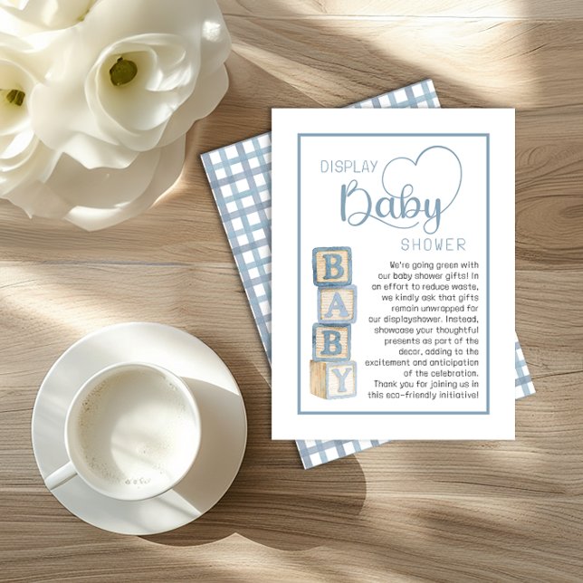 Dusty Blue Display Shower Card | Unwrapped Gifts (Display Baby Shower Card)