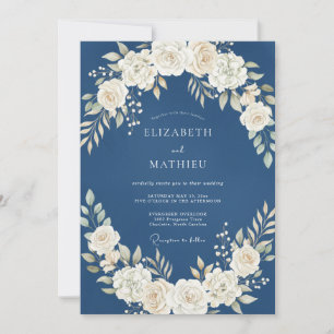 Dusty Blue Distinguished Winter Wedding Invitation