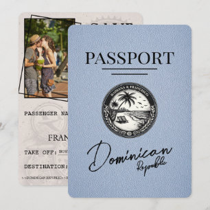 Dusty Blue Dominican Republic Passport Save The Date