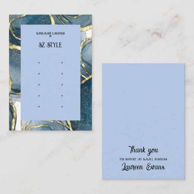 Dusty Blue Earring Display  Business Card (Front/Back)