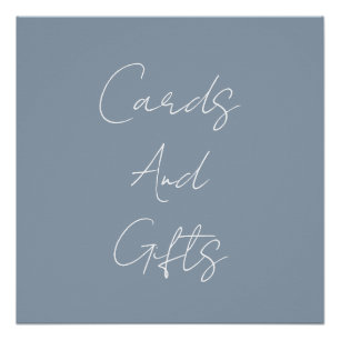 Dusty Blue Elegant Bridal Shower Wedding Classy Poster