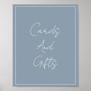 Dusty Blue Elegant Bridal Shower Wedding Custom Poster