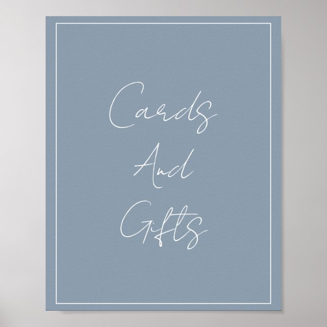 Dusty Blue Elegant Bridal Shower Wedding Custom Poster (Front)