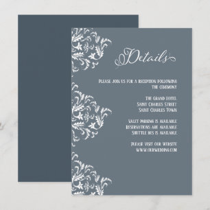 Dusty Blue Elegant Calligraphy Wedding Details Enclosure Card