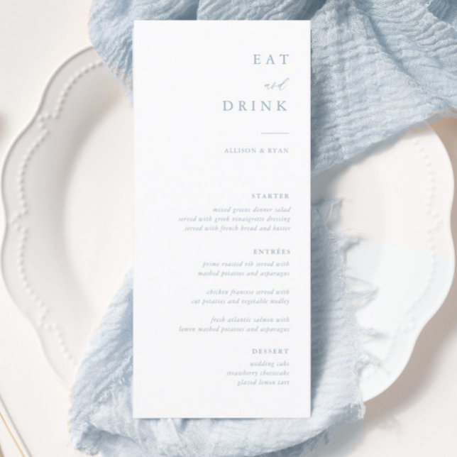 Dusty Blue Elegant Calligraphy Wedding Menu (Creator Uploaded)