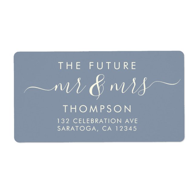 Dusty Blue Elegant Chic Future MR and MRS Address (Front)