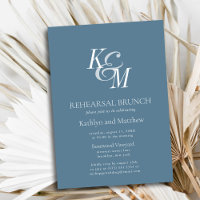 Dusty Blue Elegant Classic Rehearsal Brunch