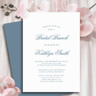 Dusty Blue Elegant Classic Script Bridal Brunch Invitation