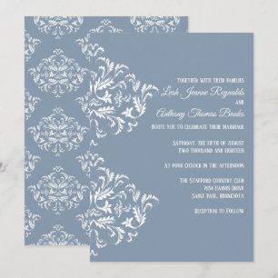 Dusty Blue Elegant Damask Invitation