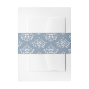 Dusty Blue Elegant Damask Invitation Bands Invitation Belly Band