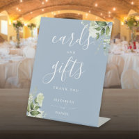 Dusty Blue Elegant Floral Greenery Cards And Gifts