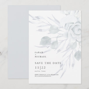 Dusty Blue Elegant Floral Wedding Save The Date