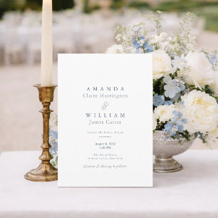 Dusty Blue Elegant French Wedding Invitation