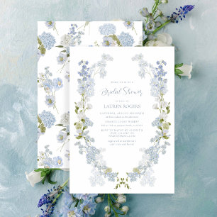 Dusty Blue Elegant Garden Vintage Bridal Shower Invitation