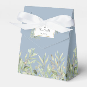 Dusty Blue Elegant Greenery Foliage Wedding Favor Box