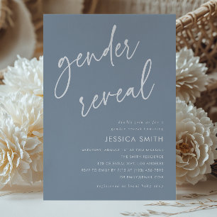 Dusty Blue Elegant Minimal Gender Reveal Party Invitation