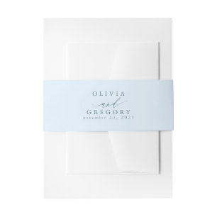Dusty Blue Elegant Minimal Wedding Invitation Belly Band