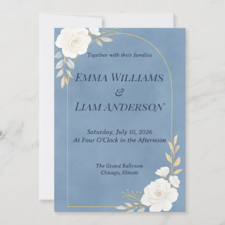 Dusty Blue Elegant Minimalist Wedding Invitation