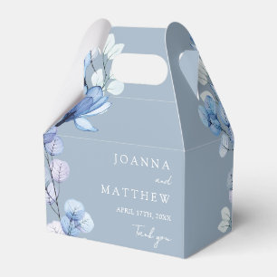 Dusty Blue Elegant Modern Floral Wedding Favor Box