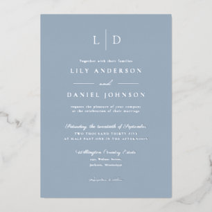 Dusty Blue Elegant Modern Monogram Wedding