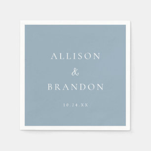 Dusty Blue Elegant Personalized Wedding Napkin