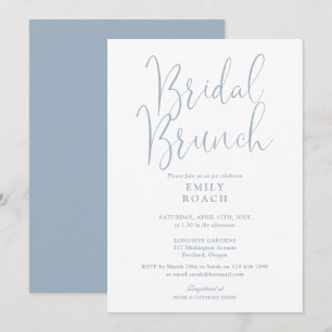 Dusty Blue Elegant Script Bridal Bunch Shower Invitation