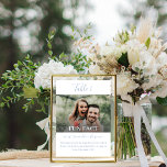 Dusty Blue Elegant Script Fun Facts Photo Wedding Table Number<br><div class="desc">These creative, Fun Facts about the bride and groom wedding table numbers will entertain your reception guest with fun and interesting information about your love story and personalities. The dusty blue and white design features hand-lettered calligraphy script and a classic serif font as well as one of your photos. Use...</div>