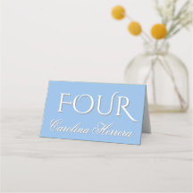 Dusty Blue Elegant Script Guest Name Number