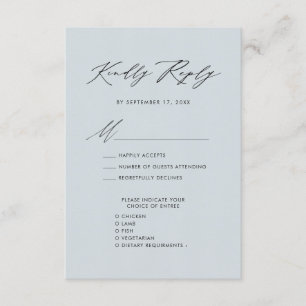 Dusty Blue Elegant Script Minimalist Wedding RSVP Enclosure Card