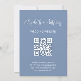 Dusty Blue Elegant Script | QR Code Wedding RSVP Invitation