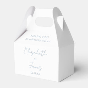 Dusty Blue Elegant Script Wedding Thank You Favor Box