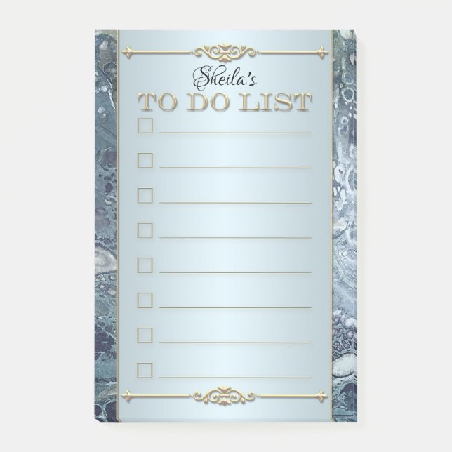 Dusty Blue Elegant To Do List Post It Notes (Front)