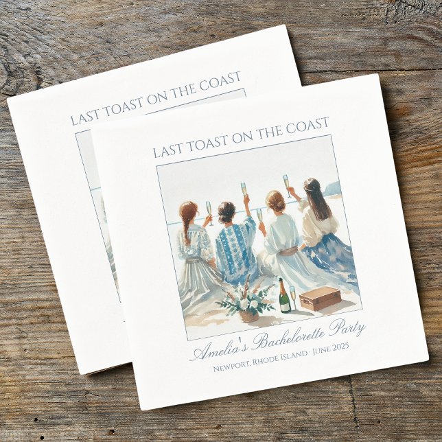 Dusty Blue Elegant Watercolor Coastal Last Toast Napkin (Creator Uploaded)