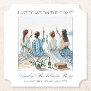 Dusty Blue Elegant Watercolor Coastal Last Toast Paper Coaster