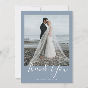 Dusty Blue Elegant Wedding Carte de remerciements