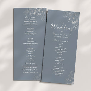 Dusty Blue Elegant Wedding Ceremony Program