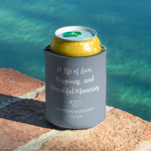 Dusty Blue Elegant Wedding Cheers to Love Can  Cooler