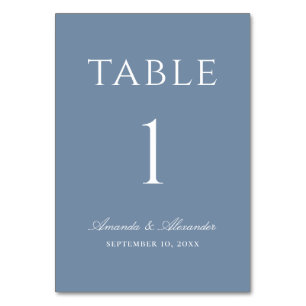 Dusty Blue Elegant Wedding Coastal Classic Table Number