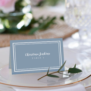Dusty Blue Elegant Wedding Custom Guest Place Card