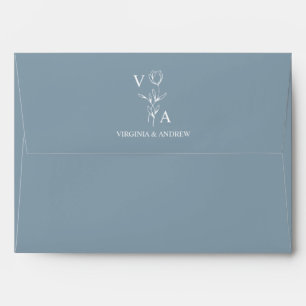 Dusty Blue Elegant Wedding  Envelope