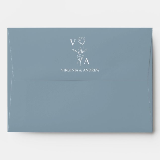 Dusty Blue Elegant Wedding  Envelope (Back (Top Flap))