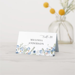 Dusty Blue Elegant Wedding Place Card 
