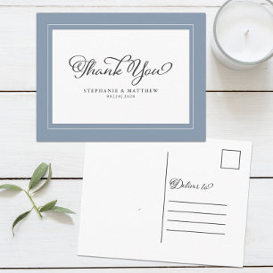 Dusty Blue Elegant Wedding Thank You  Postcard
