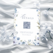 Dusty Blue Elegant Wildflower QR code details